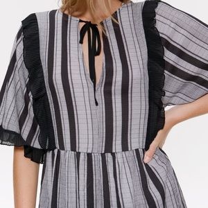Zara midi striped dress w drawstring neck ❤️ NWT